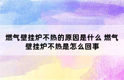 燃气壁挂炉不热的原因是什么 燃气壁挂炉不热是怎么回事